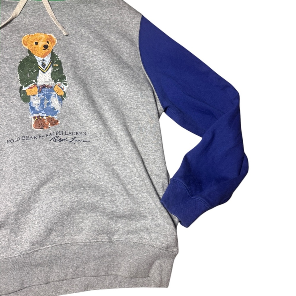 Polo Ralph Lauren Men's Polo Bear Colorblock Hoodie Gray Pink Large - Picture 3 of 12